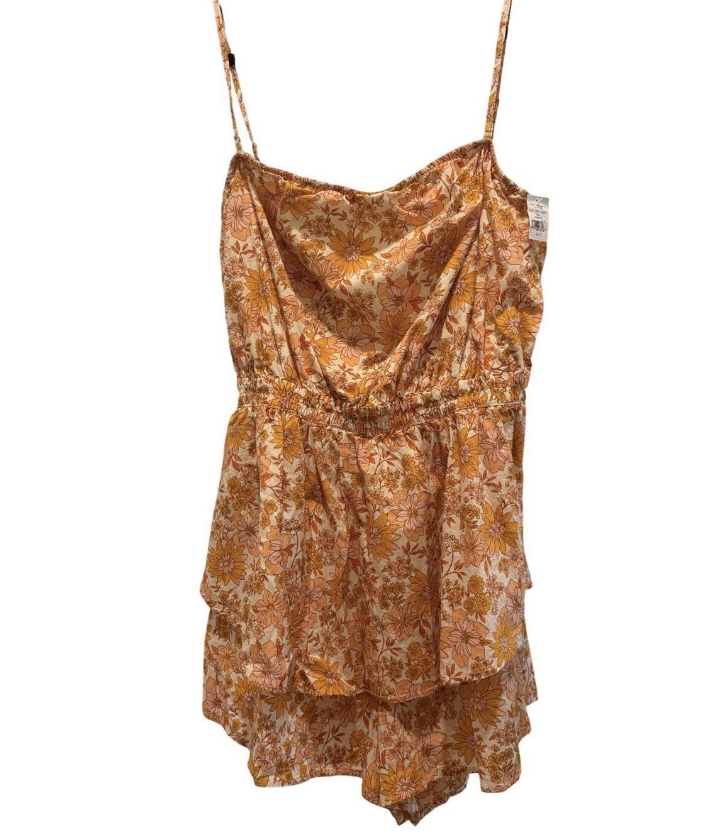 American Eagle NWT Floral Spaghetti Strap Romper Elastic Waist Tie Back XL